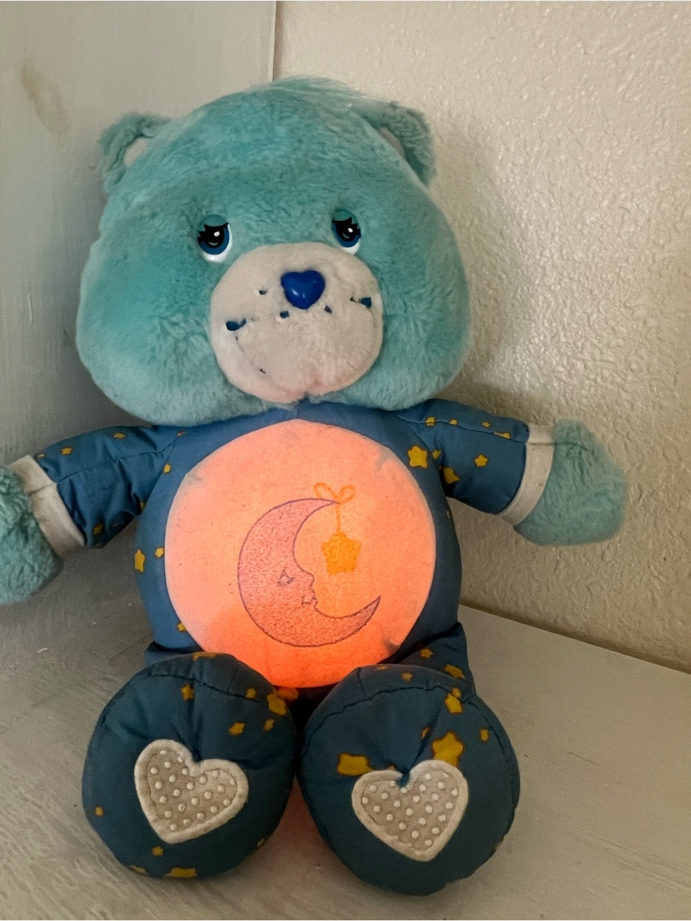 2002 Bedtime Care Bears 13” Plush Talking Musical Works Glow A Lot Lights Up